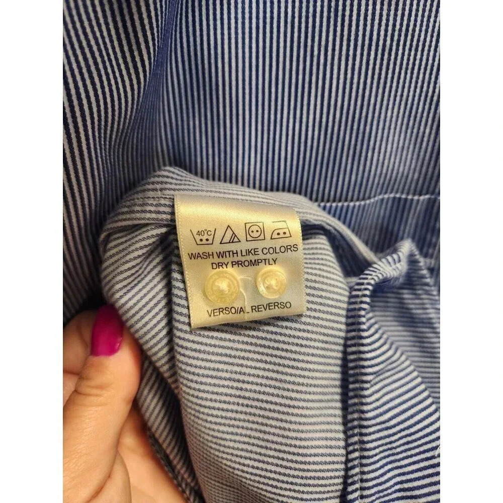 Ben Sherman Men's Blue Striped Button Down Long Sleeve Shirt Sz XL 17.5 - Picture 7 of 7